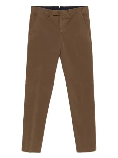 Pt01 Master Tapered Cotton Trousers In Brown