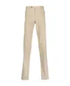 Pt01 Double Dye Stretch Light Popeline Slim Flat Front Pants In Neutral