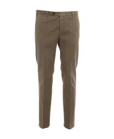 Pt01 Mid-rise Slim-cut Trousers In Brown
