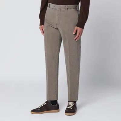 Pt01 Mud-coloured Cotton Trousers In Brown