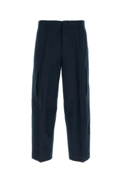 Pt01 Navy Blue Cotton Blend Cargo Trouser In Bluscuro