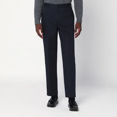 Pt01 Navy Blue Cotton Trousers In Black