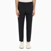 PT01 NAVY BLUE SLIM TROUSERS IN COTTON AND LINEN