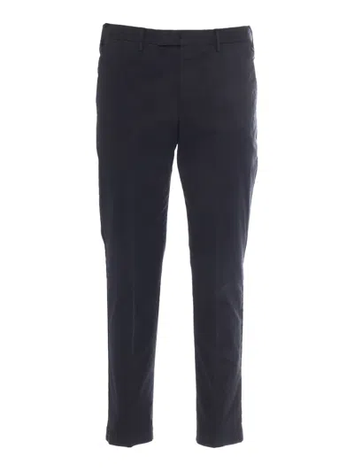 Pt01 Pantalone Master, Flat Front, Diagonal Pockets, Flap Back Pockets, Finished In Blue