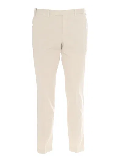 Pt01 Pantalone Master, Flat Front, Diagonal Pockets, Flap Back Pockets, Finished In Neutral