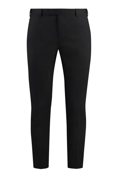 Pt01 Pantaloni Torino Dieci Wool-blend Trousers With Side And Welt Pockets In Black