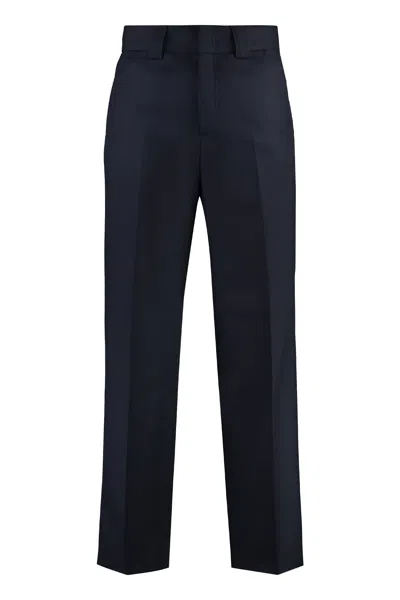 Pt01 Pantaloni Torino Virgin Wool Trousers With Side And Buttoned Back Welt Pockets In Blue