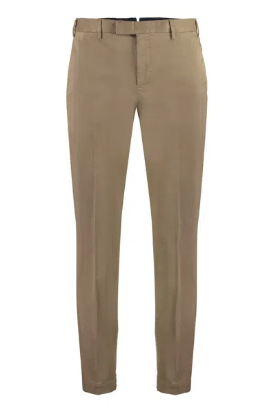 Pt01 Pt Torino Stretch Cotton Trousers In Beige