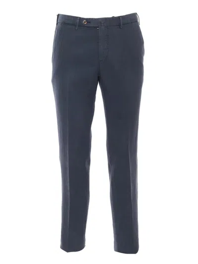 Pt01 Super Slim Pied De Poule Wool Trousers In Blue