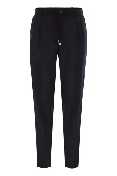 Pt01 Peserico Virgin Wool Trousers In Black