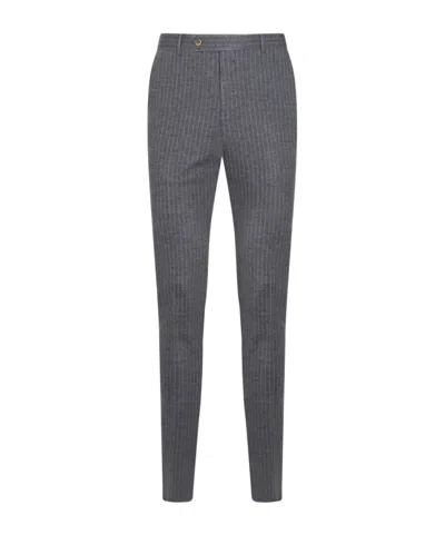 Pt01 Pinstriped Tapered Trousers In Black