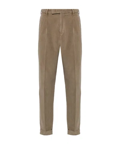 Pt01 Pleat-detail Corduroy Trousers In Brown