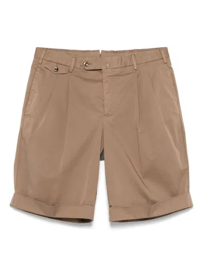 Pt01 Pleat-detail Cotton Shorts