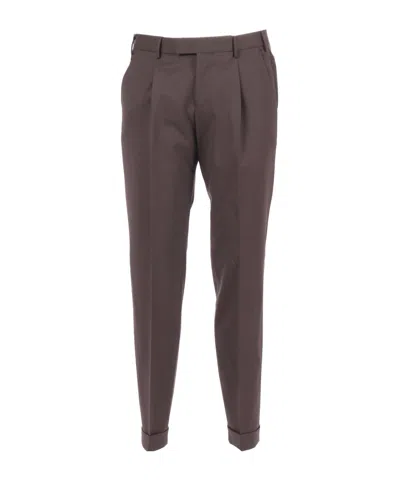 Pt01 Pleat-detail Trousers In Brown