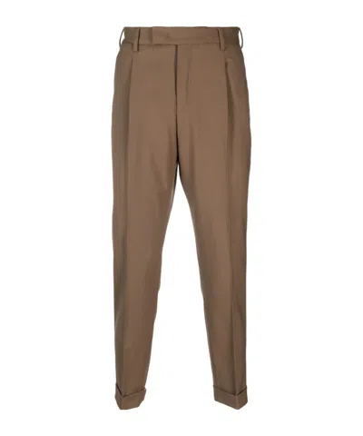 Pt01 Pleated Ruffle Casual Pants In Brown