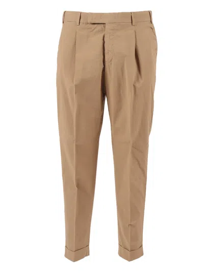 Pt01 Pt 01 Rebel 1 Pleat, Diagonal Pockets, Flap Back Pockets, Turn-up In Brown