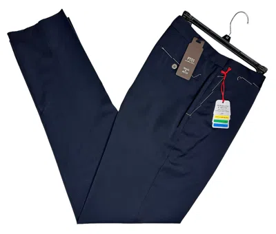 Pre-owned Pt01 Pt Torino  Easy Fit Plainweave Stretch Navy Blue Dress Pants, 36w (it 52)