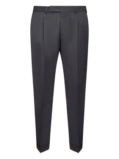 Pt01 Rebel Wool Tailored Trousers In Gray