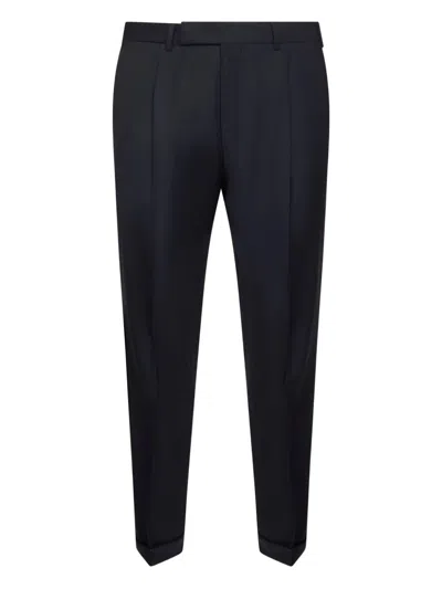Pt01 Rebel Wool Tailored Trousers In Blue