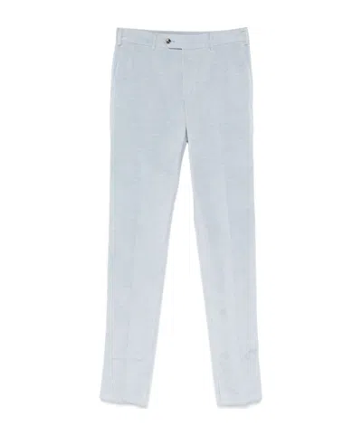 Pt01 Ribbed Zipper Casual Pants In Blue