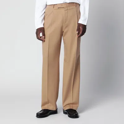 Pt01 Ropecolored Cotton And Wool Trousers In Beige