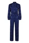 Pt01 Pt Torino Printed Satin Jumpsuit In Blue
