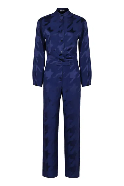 Pt01 Pt Torino Printed Satin Jumpsuit In Blue