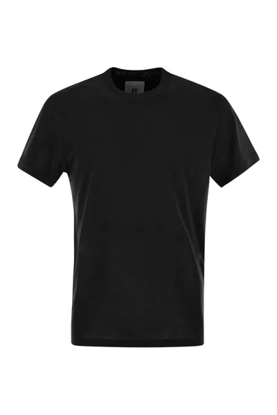 Pt01 Silk And Cotton T-shirt In Black