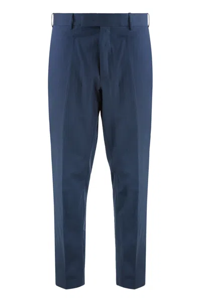 Pt01 Silkochino Slim Fit Trousers In Blue