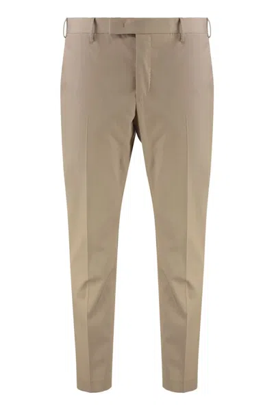 Pt01 Silkochino Slim Fit Trousers In Brown
