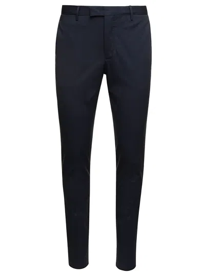 Pt01 Skinny Tailored Trousers In Blue Cotton Man