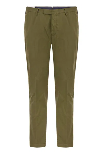 Pt01 Skinny Trousers In Cotton And Silk In Green
