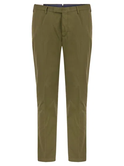 Pt01 Superslim Trousers In Cotton And Silk In Green