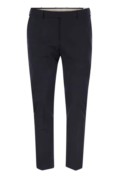 Pt01 Slim-fit Blue Cotton Trousers