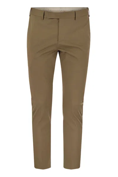 Pt01 Slim-fit Hazelnut-coloured Cotton Trousers