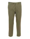 Pt01 Slim Fit Khaki Trousers With Flat Front In Green