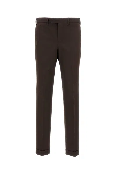 Pt01 Slim-fit Trousers In Lightweight Stretch Cotton Gabardine In Brown