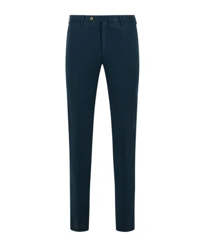 Pt01 'slim' Navy Stretch Cotton Pants In Blue