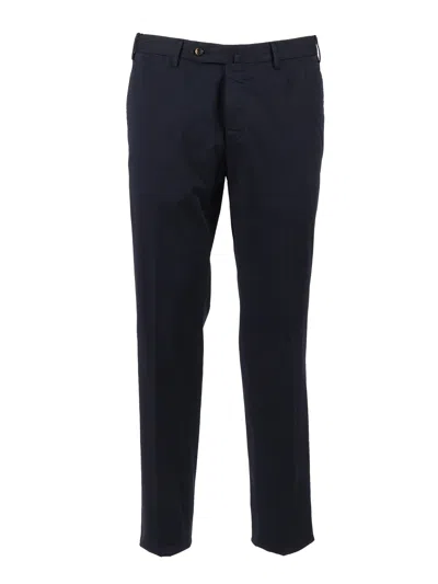 Pt01 Slim-fit Flat Front Pants With Diagonal Pockets In Black