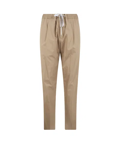 Pt01 Soft Popeline Regular Trousers In Brown