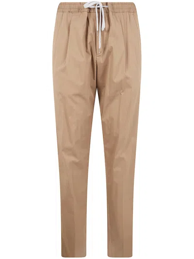 Pt01 Soft Popeline Regular Trousers In Brown