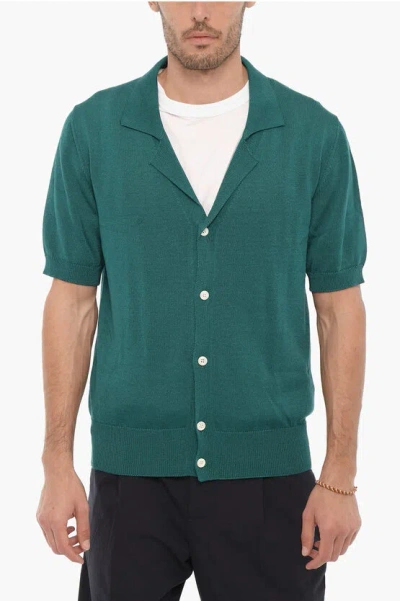 Pt01 Solid Color Short Sleeve Cardigan In Green