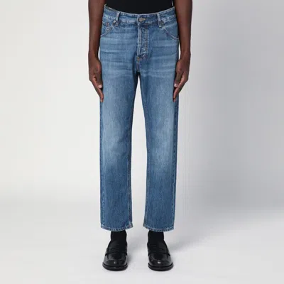Pt01 Straight Blue Jeans With Faded Effect