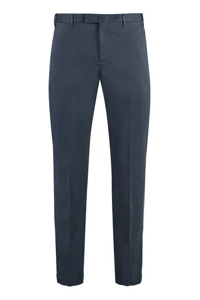 Pt01 Pt Torino Stretch Cotton Trousers In Blue