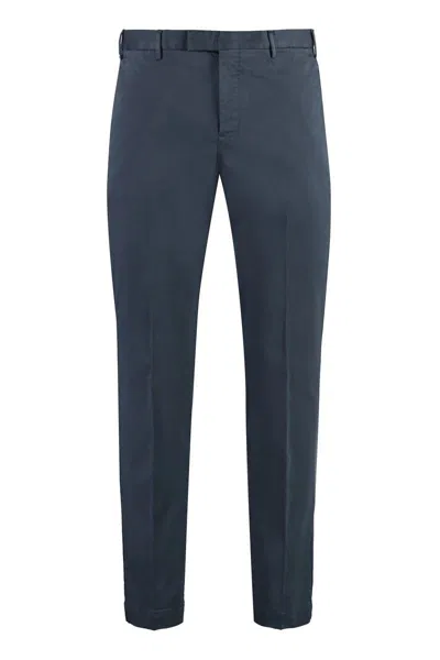 Pt01 Pt Torino Stretch Cotton Trousers In Blue