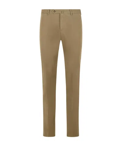 Pt01 Stretch Gabardine Trousers In Brown
