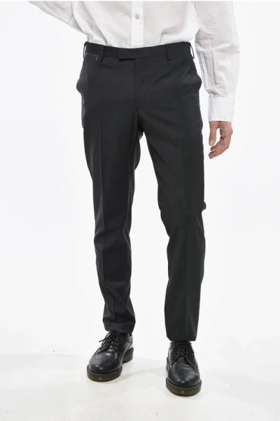 Pt01 Stretch Virgin Wool Skinny Fit Pants In Black