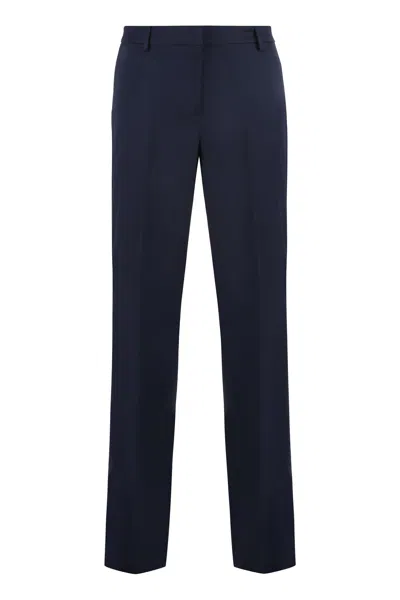 Pt01 Pt Torino Stretch Viscose Trousers In Navy