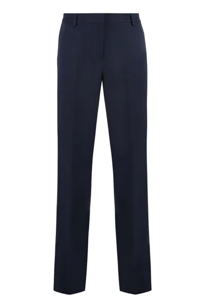 Pt01 Stretch Viscose Trousers In Blue