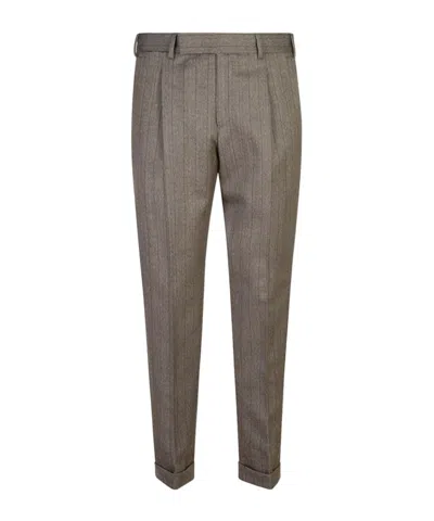 Pt01 Striped Casual Pants In Brown